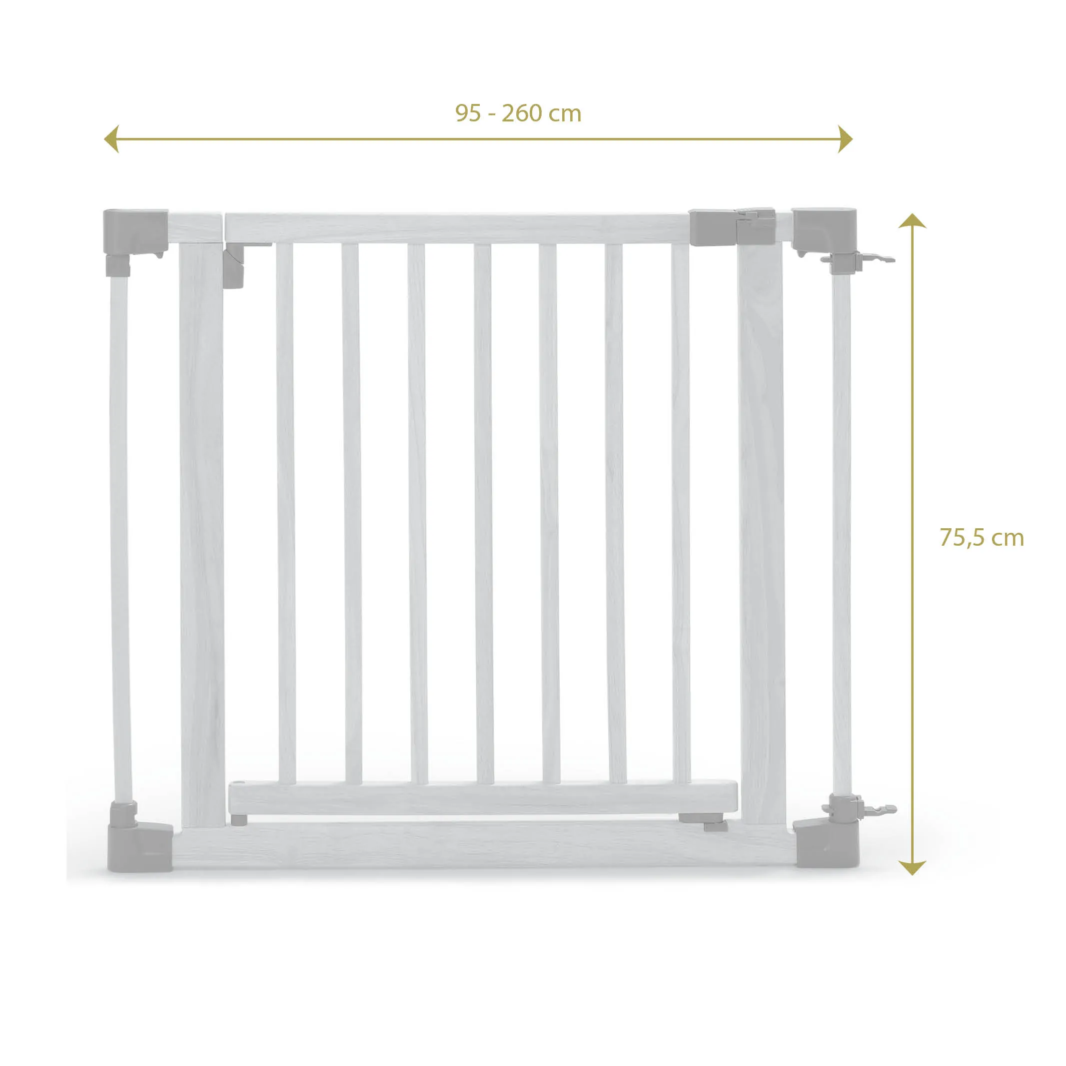 Variable two-sided configuration gate Yoko for passages from 95 to 260cm in wood