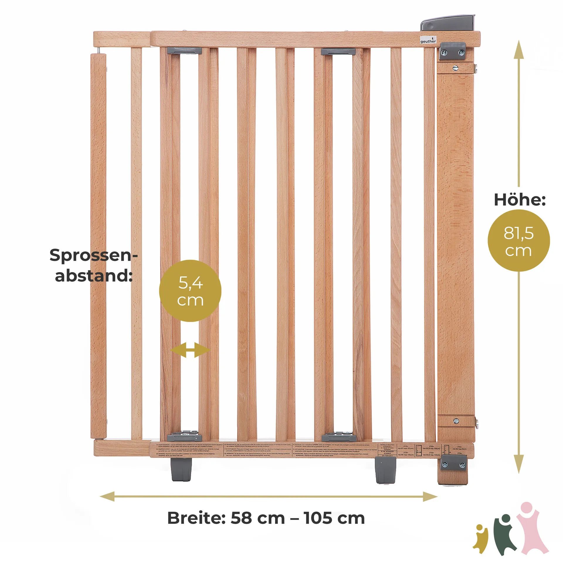 Door Safety Gate 2732/2734 for openings 58-133cm in wood