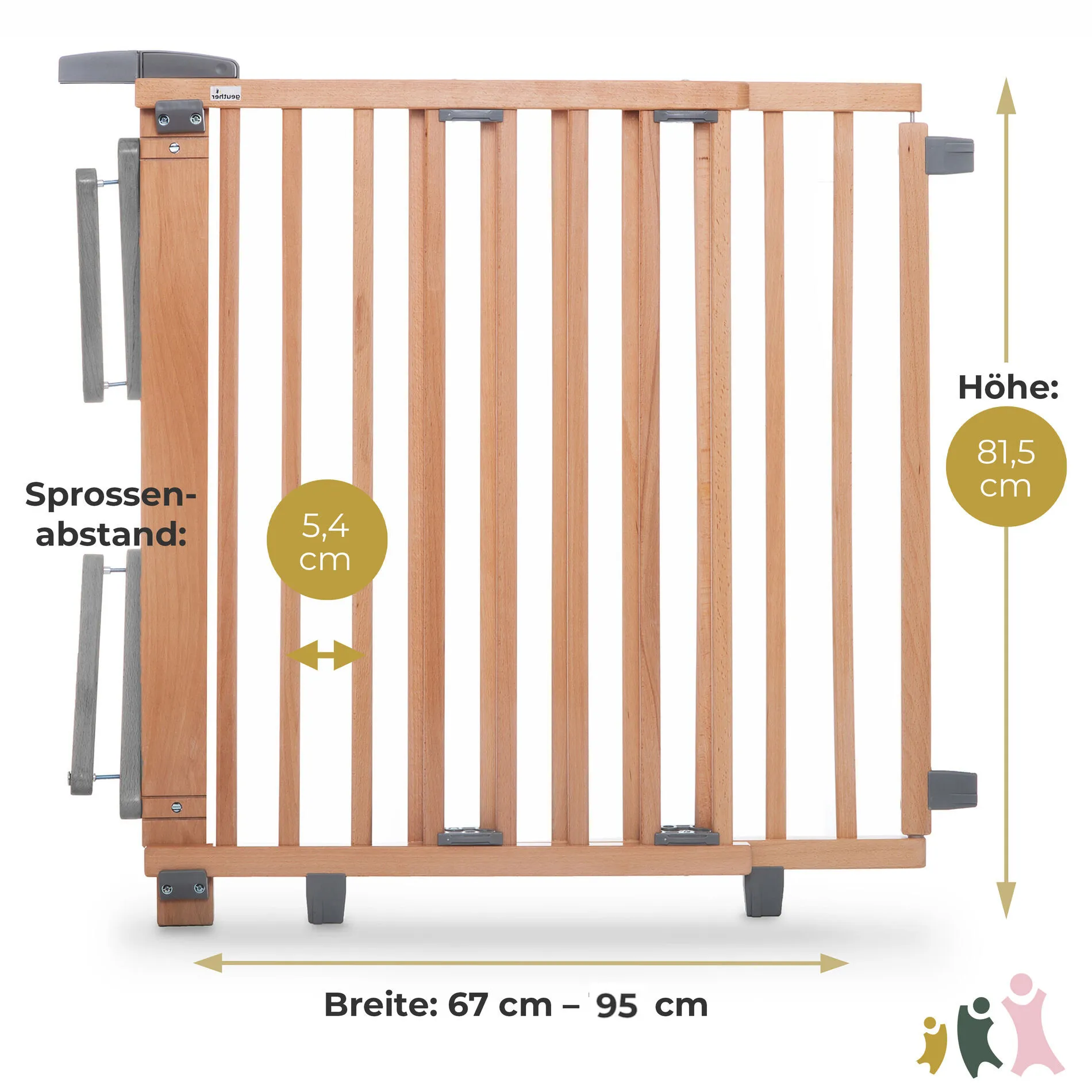 Stair Safety Gate 2733/2735 for openings 67-135cm in wood