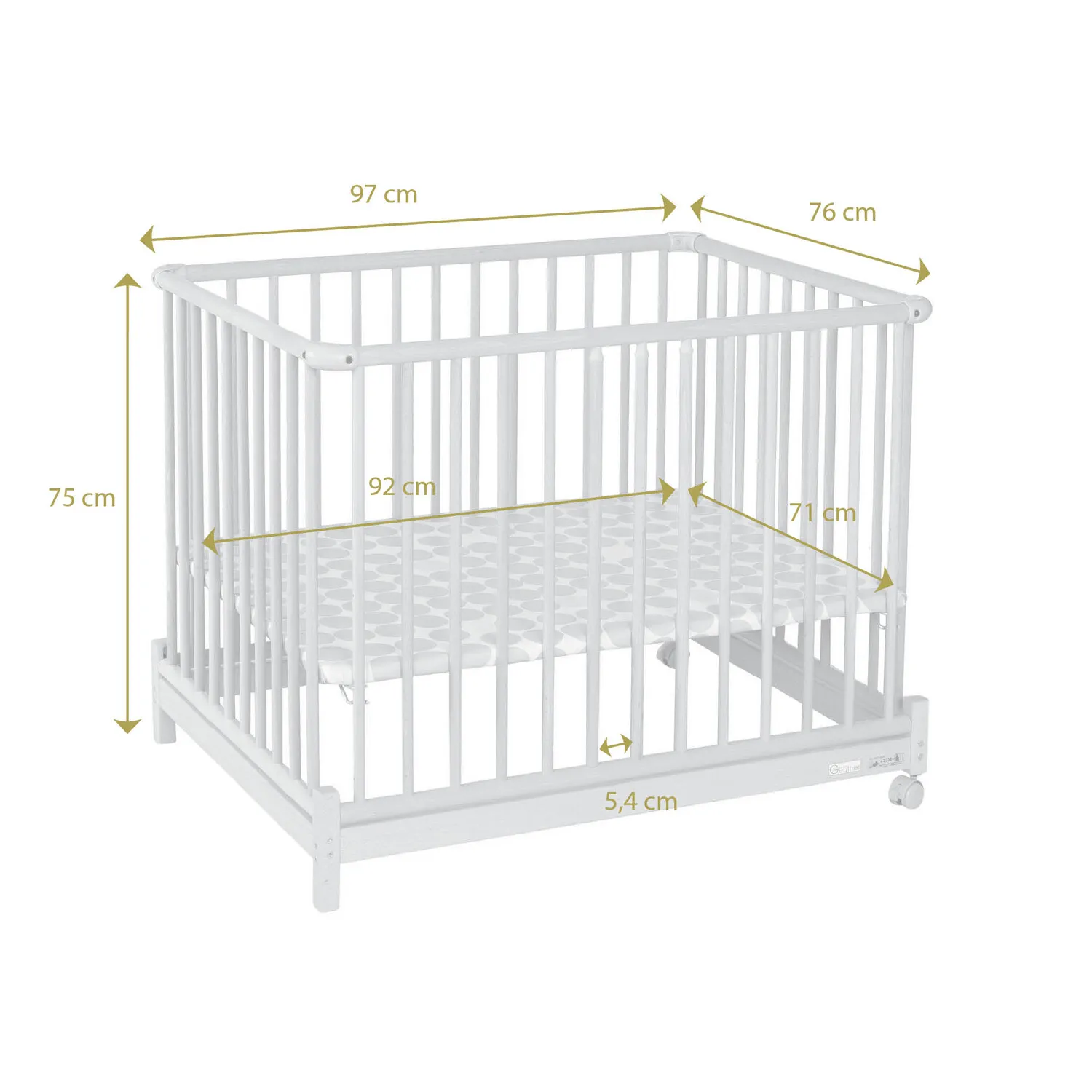 Playpen Euro-Parc Plus, 76x97 and 97x97 cm, foldable and with wheels